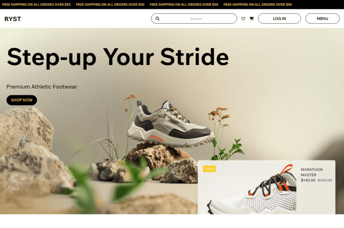 RYST Shoe Store interface showcasing AI and software engineering by Nifemi Bello